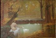 Nicola Forcella Le bain avec les cignes oil painting